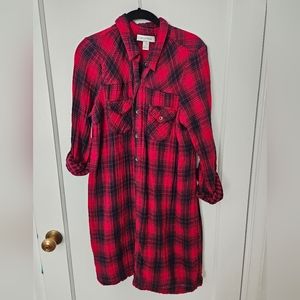 Motherhood Maternity Buffalo Check Shirt Dress Size L